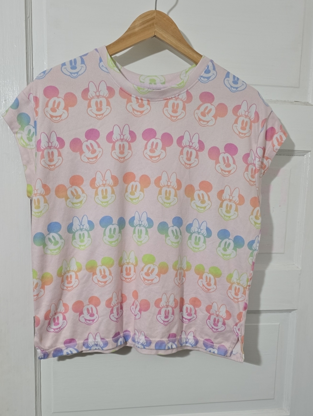 Girls Disney Pastel Rainbow Mickey & Minnie Sleep Top